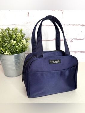 KATE SPADE NEW YORK Navy Nylon 7” Mini Satchel Tote Bag Y2K 90’s Purse Vintage